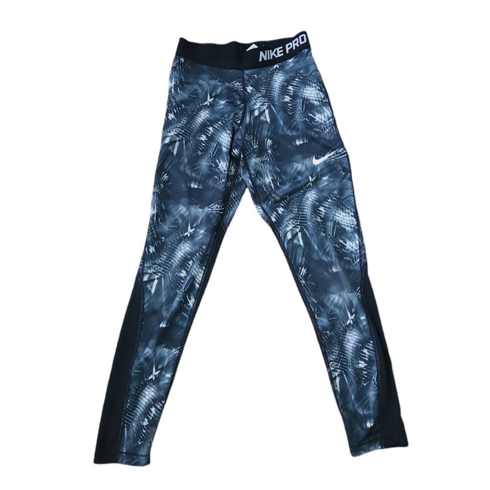Girls Nike Pro Leggings Large Black White Athletic Workout Pants Kids